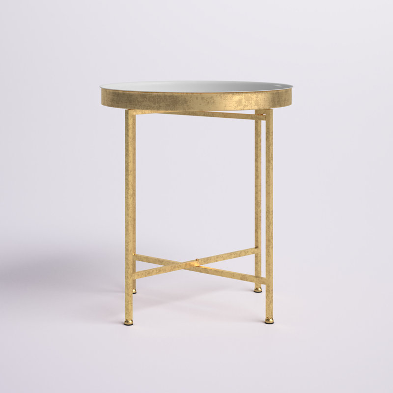 Mistana™ Alvis Iron Tray Top Cross Legs End Table & Reviews Wayfair